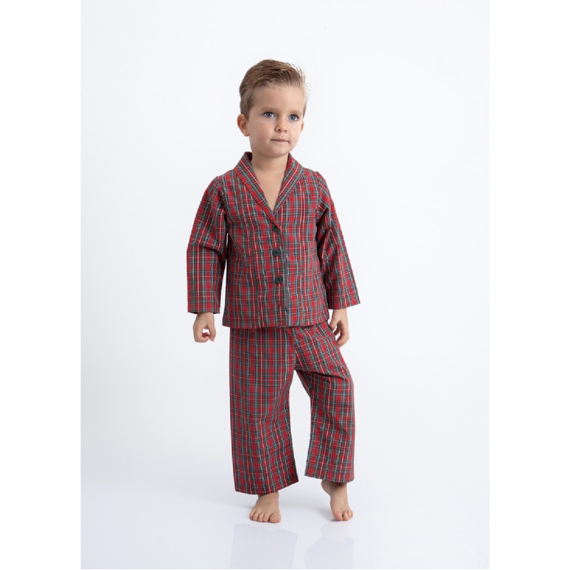 Erkek Çocuk Ekose Yılbaşı Pijama Takımı Yeni Yıl
