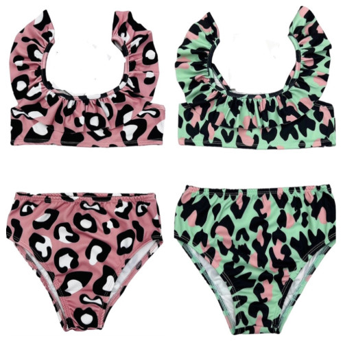 Kız Çocuk Mayo Bikini Yüksek bel Fırfırlı